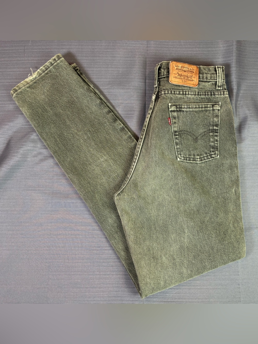 Vintage 1980s Levi’s 531 High Waist Made In Canada Jeans 26x31 Acid Green Wash